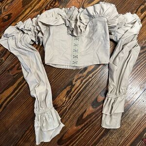AKIRA CROPPED CORSET off the shoulder ruffle top